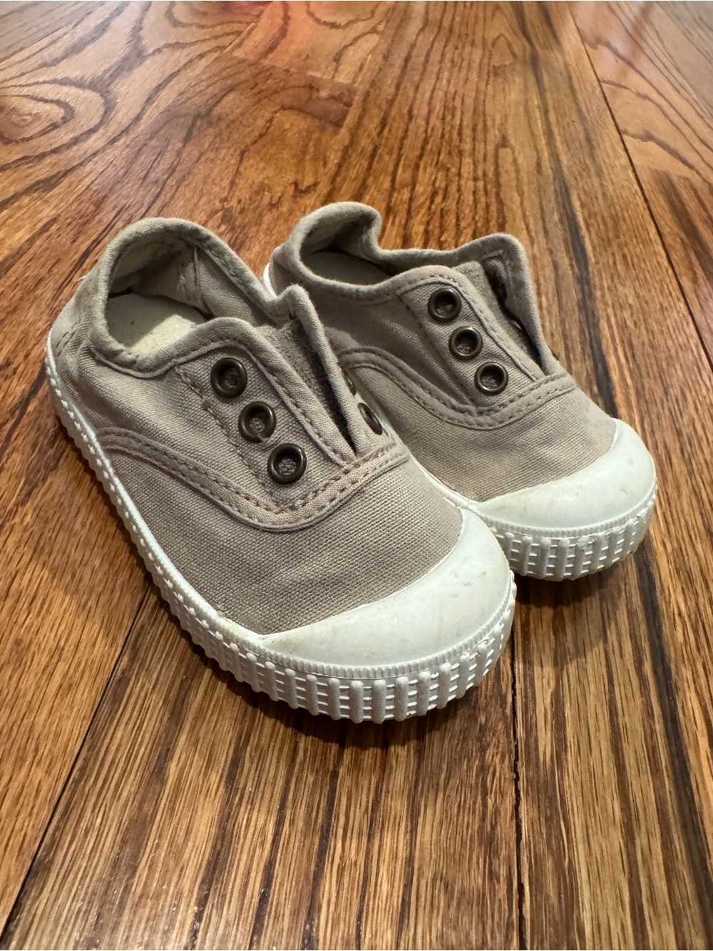 Canvas Slip-On Baby & Walker Shoes in Taupe - Unbranded